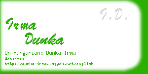 irma dunka business card